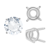 Four Prong Round High Tapered Wire Basket Settings in Sterling Silver (4.50 mm - 12.00 mm)