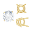 Four Prong Round High Tapered Wire Basket Settings in 14K Gold (4.50 mm - 12.00 mm)