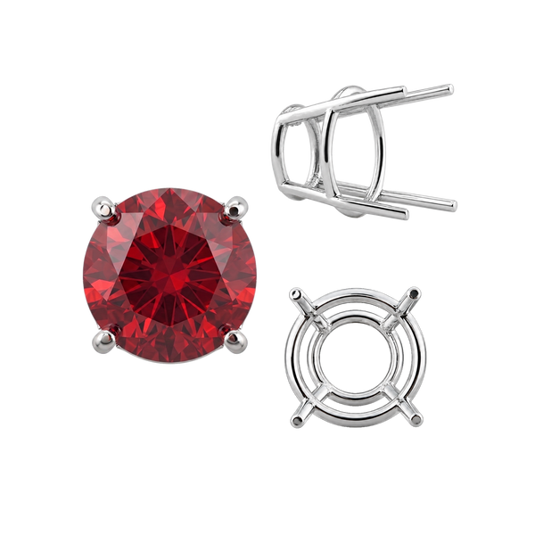 Four Prong Round High Tapered Wire Basket Settings in 14K Gold (4.50 mm - 12.00 mm)
