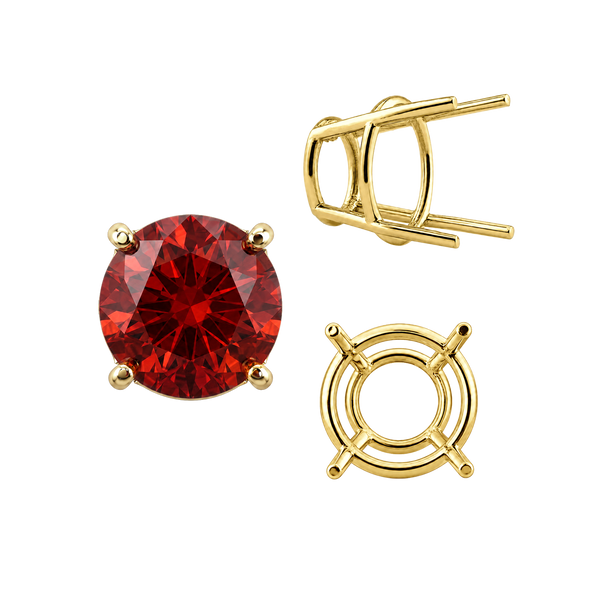 Four Prong Round High Tapered Wire Basket Settings in 14K Gold (4.50 mm - 12.00 mm)