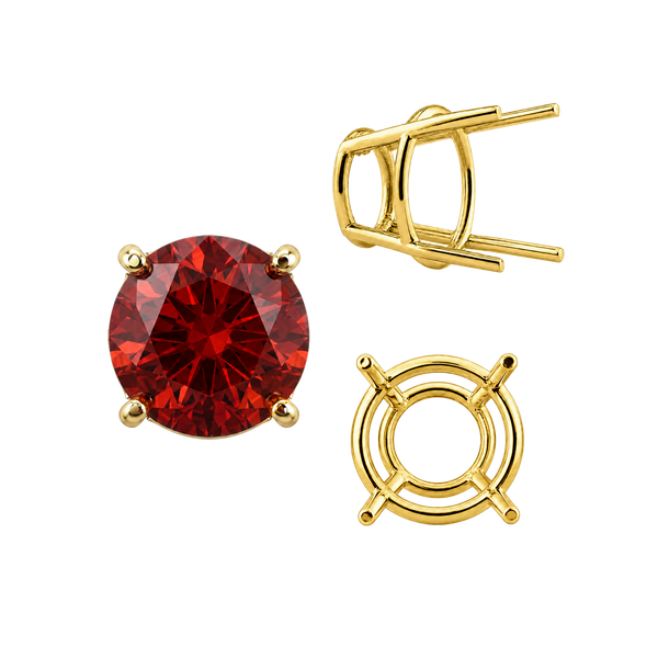 Four Prong Round High Tapered Wire Basket Settings in 14K Gold (4.50 mm - 12.00 mm)
