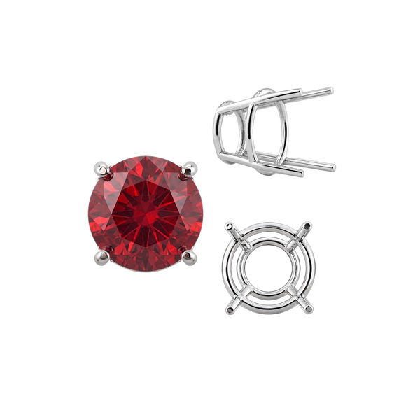 Four Prong Round High Tapered Wire Basket Settings in Sterling Silver (4.50 mm - 15.00 mm)