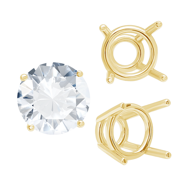 Four Prong Round High Tapered Wire Basket Settings in 18K Gold (4.50 mm - 12.00 mm)