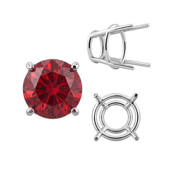 Four Prong Round High Tapered Wire Basket Settings in 14K Gold (4.50 mm - 12.00 mm)