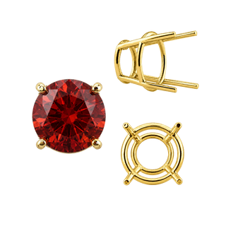 Four Prong Round High Tapered Wire Basket Settings in 14K Gold (4.50 mm - 12.00 mm)