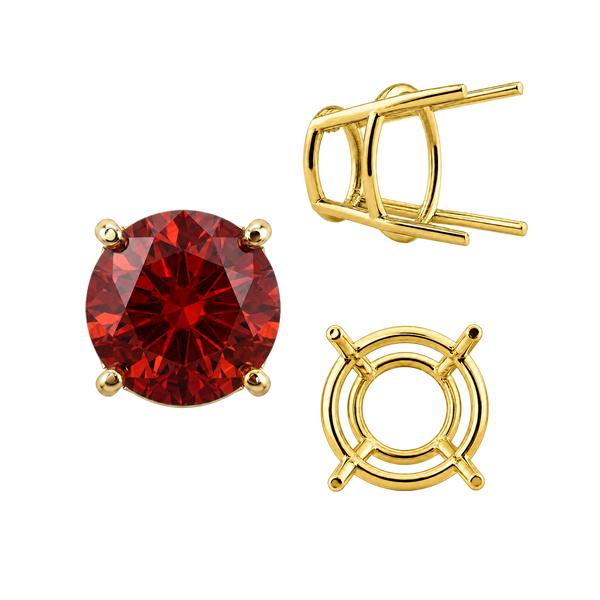 Four Prong Round High Tapered Wire Basket Settings in 14K Gold (4.50 mm - 12.00 mm)