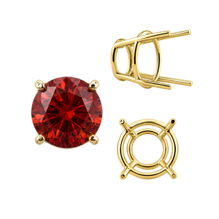 Four Prong Round High Tapered Wire Basket Settings in 14K Gold (4.50 mm - 12.00 mm)