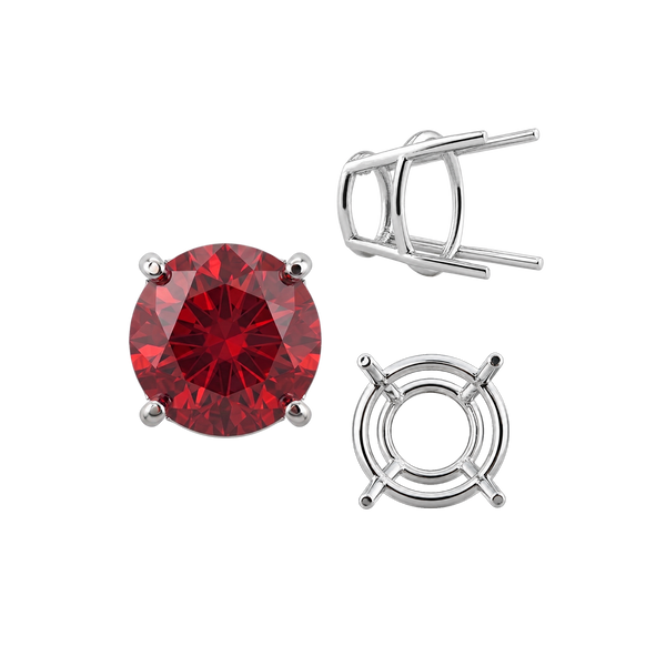 Four Prong Round High Tapered Wire Basket Settings in Sterling Silver (4.50 mm - 15.00 mm)