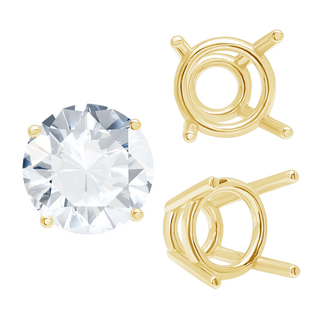 Four Prong Round High Tapered Wire Basket Settings in 14K Gold (4.50 mm - 12.00 mm)