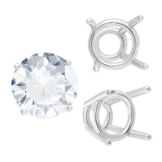 Four Prong Round High Tapered Wire Basket Settings in Sterling Silver (4.50 mm - 12.00 mm)