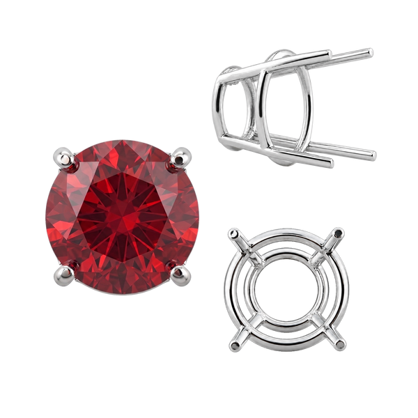 Four Prong Round High Tapered Wire Basket Settings in 14K Gold (4.50 mm - 12.00 mm)