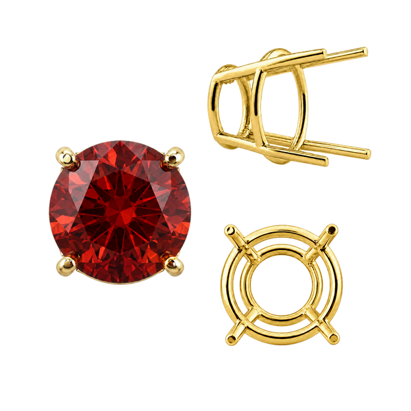 Four Prong Round High Tapered Wire Basket Settings in 14K Gold (4.50 mm - 12.00 mm)