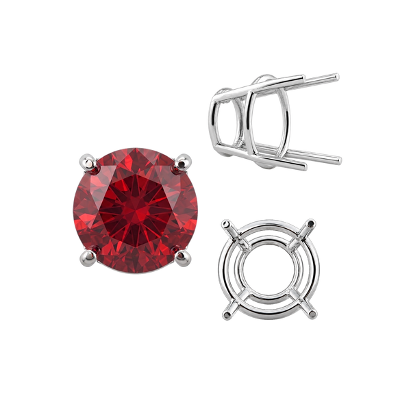 Four Prong Round High Tapered Wire Basket Settings in Sterling Silver (4.50 mm - 15.00 mm)
