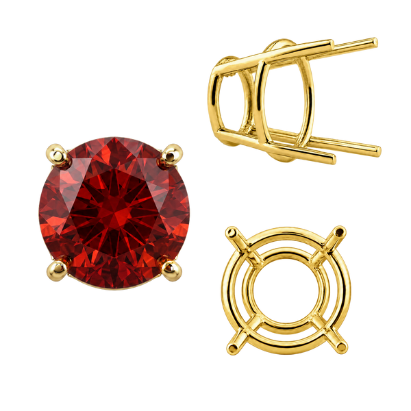Four Prong Round High Tapered Wire Basket Settings in 14K Gold (4.50 mm - 12.00 mm)