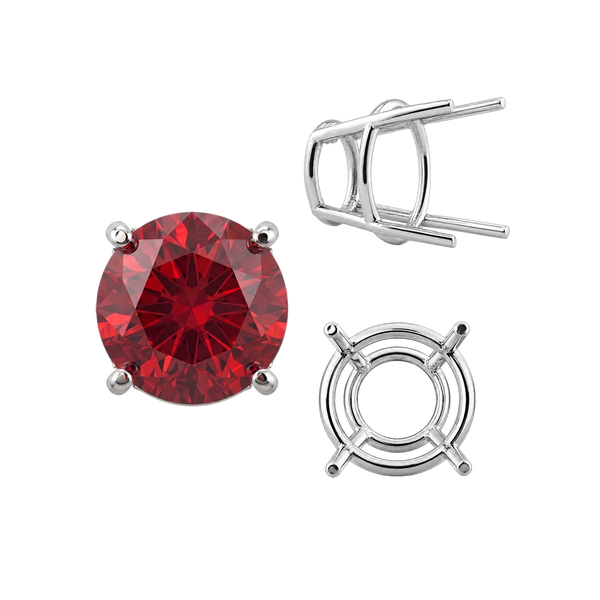 Four Prong Round High Tapered Wire Basket Settings in Sterling Silver (4.50 mm - 15.00 mm)