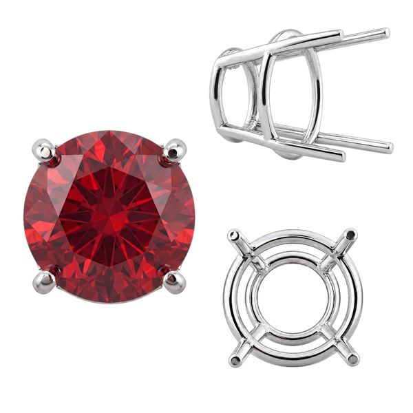 Four Prong Round High Tapered Wire Basket Settings in 14K Gold (4.50 mm - 12.00 mm)