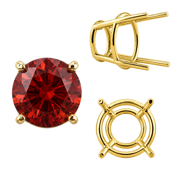 Four Prong Round High Tapered Wire Basket Settings in 14K Gold (4.50 mm - 12.00 mm)