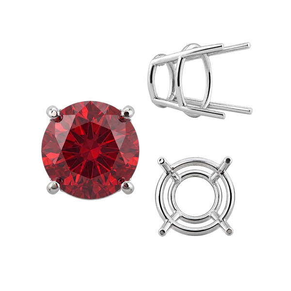 Four Prong Round High Tapered Wire Basket Settings in Sterling Silver (4.50 mm - 15.00 mm)