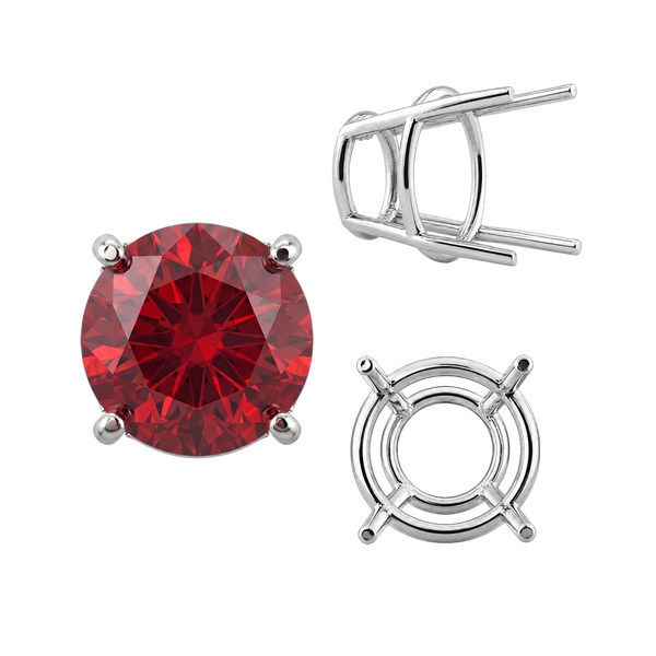 Four Prong Round High Tapered Wire Basket Settings in Sterling Silver (4.50 mm - 15.00 mm)