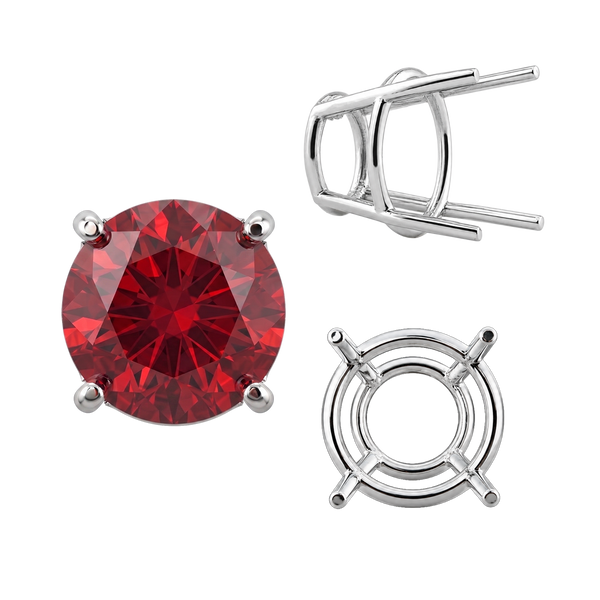 Four Prong Round High Tapered Wire Basket Settings in Sterling Silver (4.50 mm - 15.00 mm)
