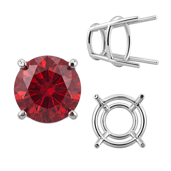 Four Prong Round High Tapered Wire Basket Settings in Sterling Silver (4.50 mm - 15.00 mm)
