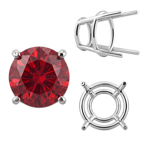 Four Prong Round High Tapered Wire Basket Settings in Sterling Silver (4.50 mm - 15.00 mm)