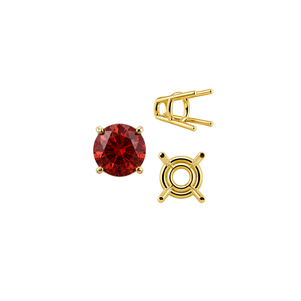 Four Prong Round High Tapered Wire Basket Settings in 14K Gold (4.50 mm - 12.00 mm)