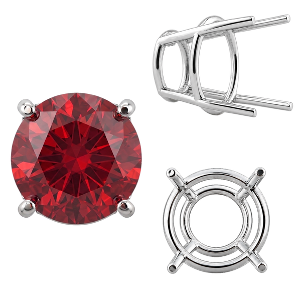 Four Prong Round High Tapered Wire Basket Settings in Sterling Silver (4.50 mm - 15.00 mm)