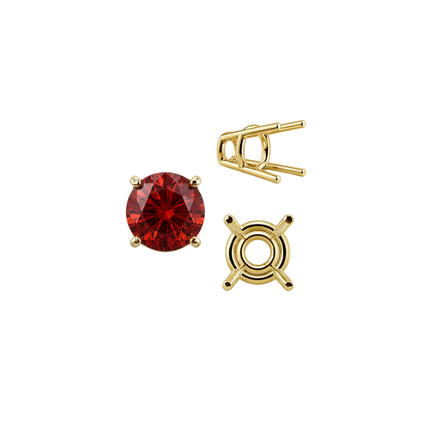 Four Prong Round High Tapered Wire Basket Settings in 14K Gold (4.50 mm - 12.00 mm)