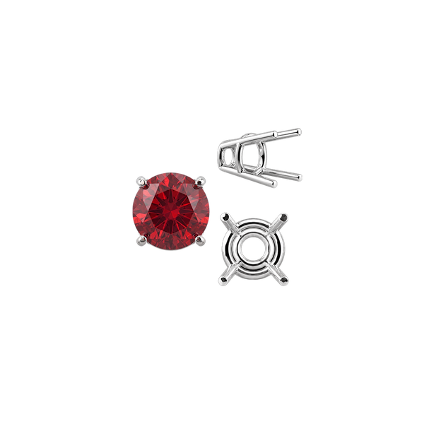 Four Prong Round High Tapered Wire Basket Settings in Sterling Silver (4.50 mm - 15.00 mm)