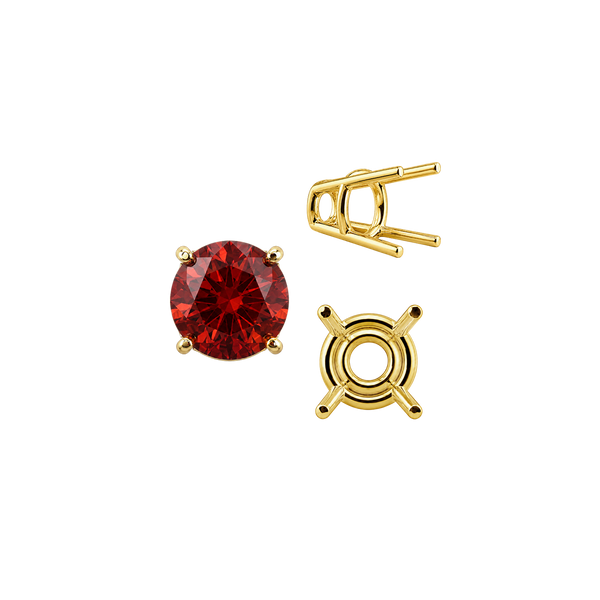 Four Prong Round High Tapered Wire Basket Settings in 14K Gold (4.50 mm - 12.00 mm)