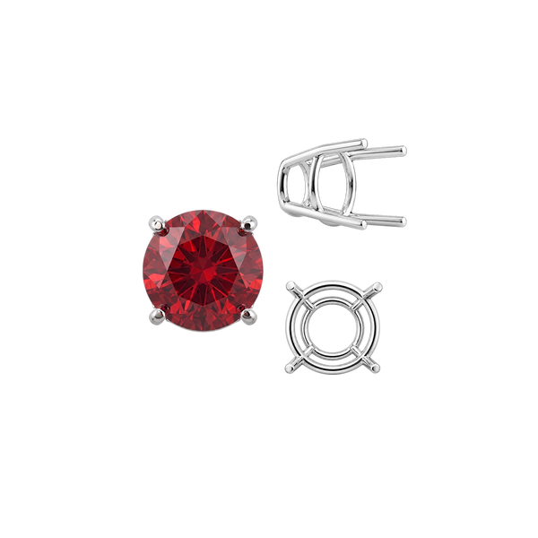Four Prong Round High Tapered Wire Basket Settings in 14K Gold (4.50 mm - 12.00 mm)