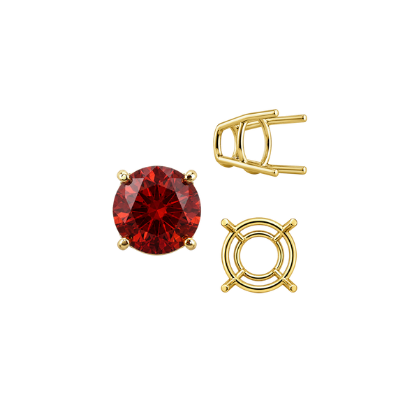 Four Prong Round High Tapered Wire Basket Settings in 14K Gold (4.50 mm - 12.00 mm)