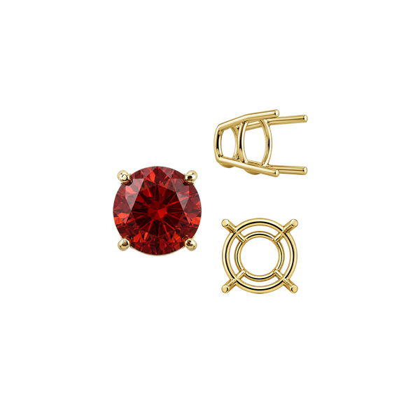 Four Prong Round High Tapered Wire Basket Settings in 14K Gold (4.50 mm - 12.00 mm)