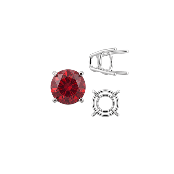 Four Prong Round High Tapered Wire Basket Settings in Sterling Silver (4.50 mm - 15.00 mm)