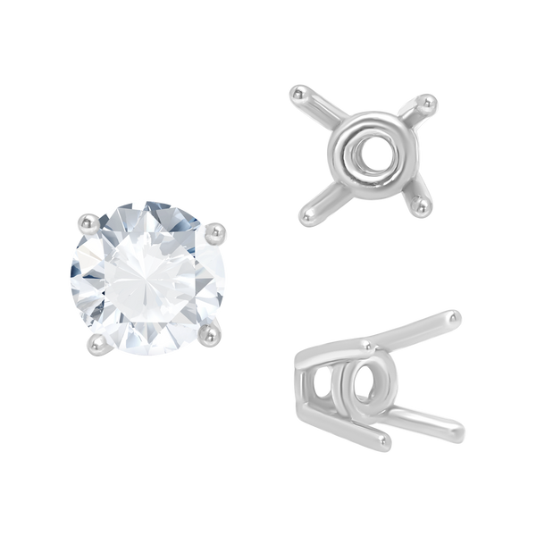 Four Prong Round High Tapered Wire Basket Settings in 18K Gold (4.50 mm - 12.00 mm)