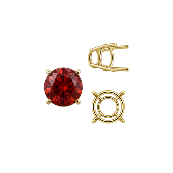 Four Prong Round High Tapered Wire Basket Settings in 14K Gold (4.50 mm - 12.00 mm)