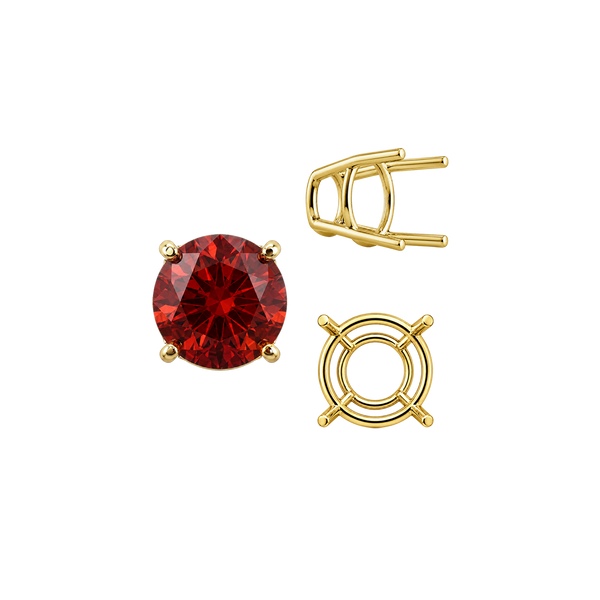 Four Prong Round High Tapered Wire Basket Settings in 14K Gold (4.50 mm - 12.00 mm)