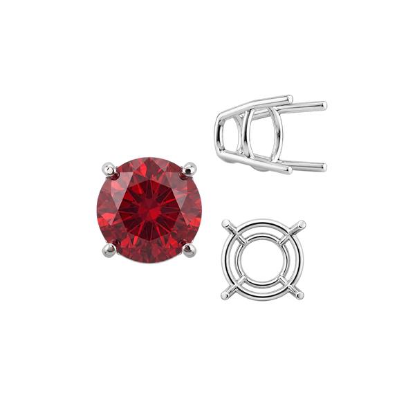 Four Prong Round High Tapered Wire Basket Settings in 14K Gold (4.50 mm - 12.00 mm)