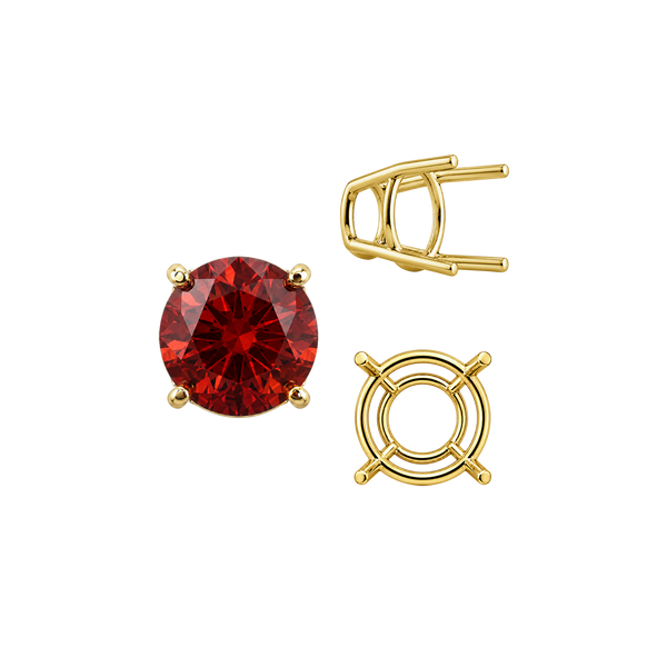 Four Prong Round High Tapered Wire Basket Settings in 14K Gold (4.50 mm - 12.00 mm)
