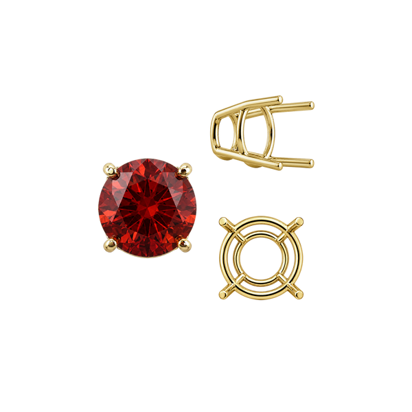 Four Prong Round High Tapered Wire Basket Settings in 14K Gold (4.50 mm - 12.00 mm)