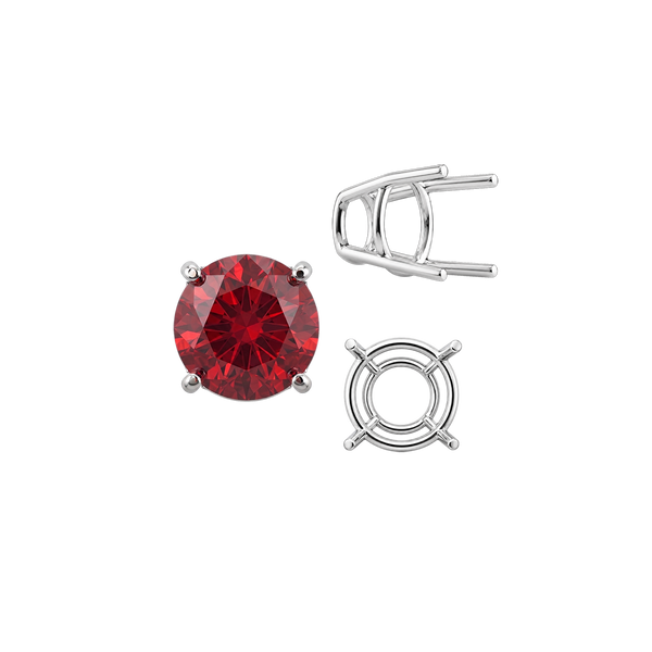 Four Prong Round High Tapered Wire Basket Settings in Sterling Silver (4.50 mm - 15.00 mm)
