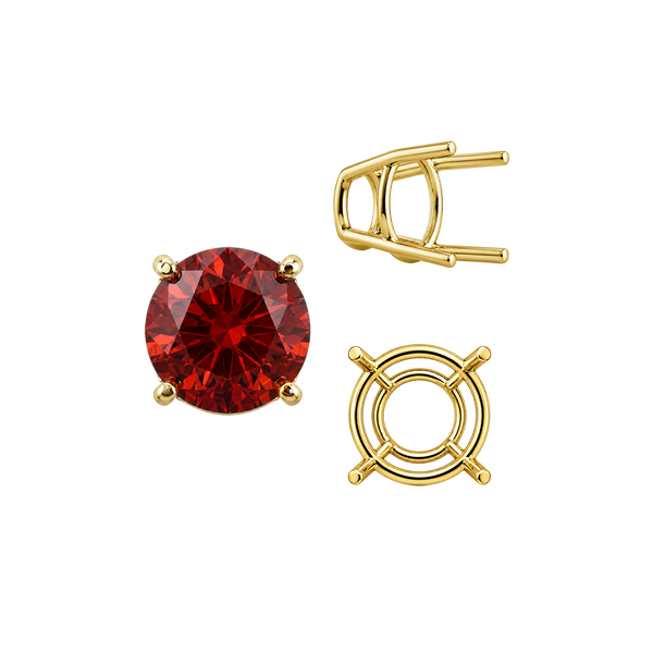 Four Prong Round High Tapered Wire Basket Settings in 14K Gold (4.50 mm - 12.00 mm)