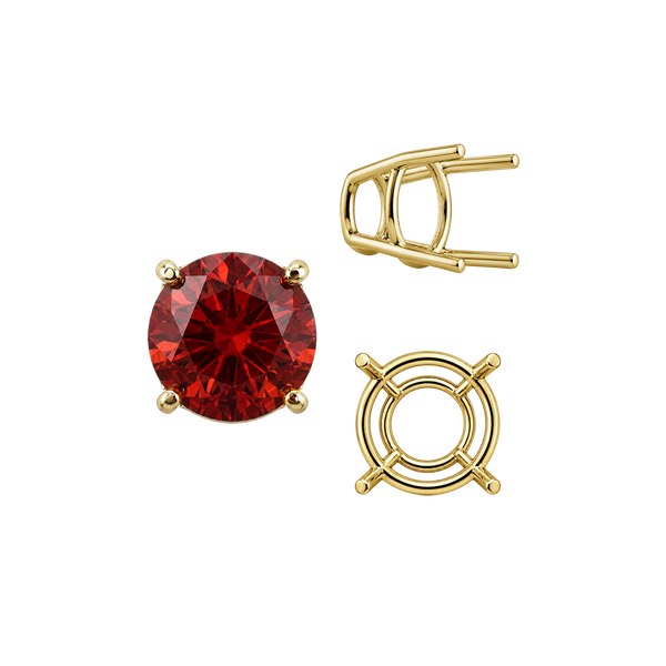Four Prong Round High Tapered Wire Basket Settings in 14K Gold (4.50 mm - 12.00 mm)
