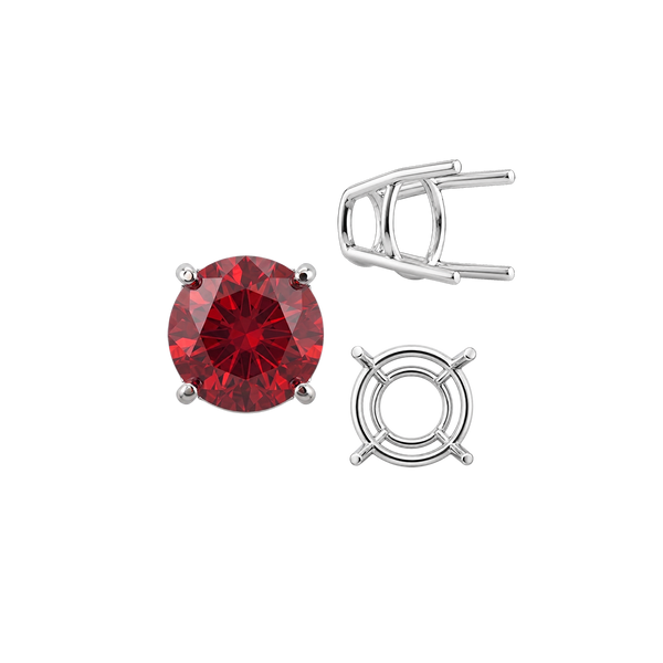 Four Prong Round High Tapered Wire Basket Settings in Sterling Silver (4.50 mm - 15.00 mm)