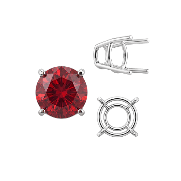 Four Prong Round High Tapered Wire Basket Settings in 14K Gold (4.50 mm - 12.00 mm)