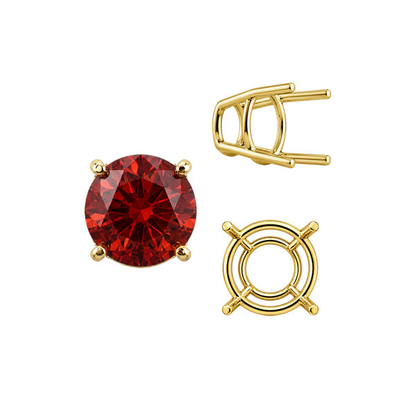 Four Prong Round High Tapered Wire Basket Settings in 14K Gold (4.50 mm - 12.00 mm)