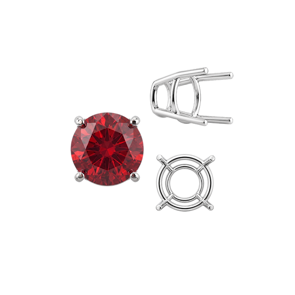 Four Prong Round High Tapered Wire Basket Settings in Sterling Silver (4.50 mm - 15.00 mm)