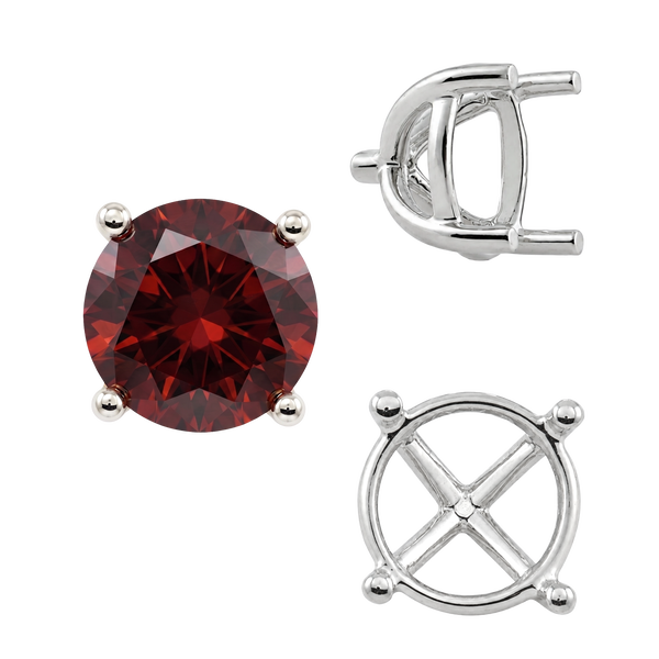 Round Four Prong Tapered Basket Settings in Sterling Silver (5.20 mm - 10.00 mm)
