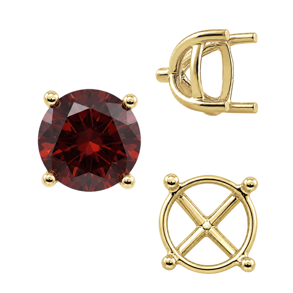 Round Four Prong Tapered Basket Settings in 14K Gold (5.20 mm - 10.00 mm)